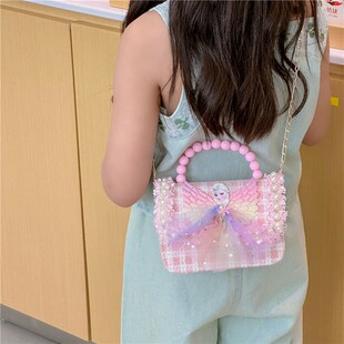 儿童包包小女孩公主女童单肩x斜挎包时尚卡通可爱链条珍珠手提包