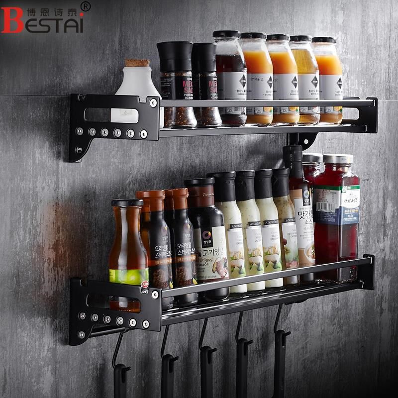 黑色古铜不锈钢微波炉架子壁挂厨房置物架烤箱架储物W收纳锅架支