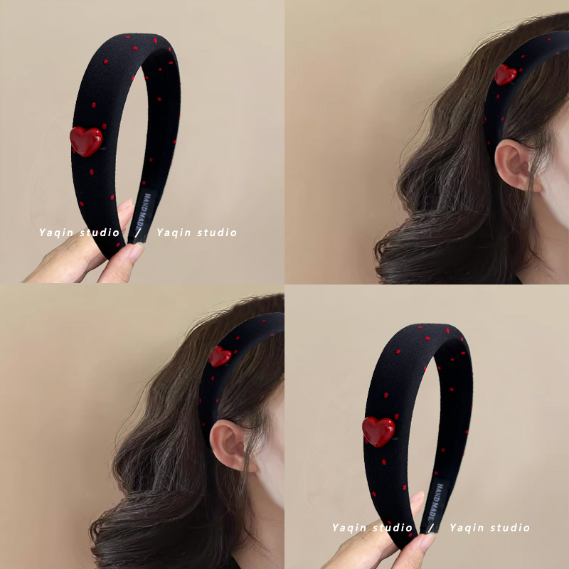 甜蜜蜜!红色爱心波点p发箍!深色发卡大肠头绳扎头发橡皮筋头饰女