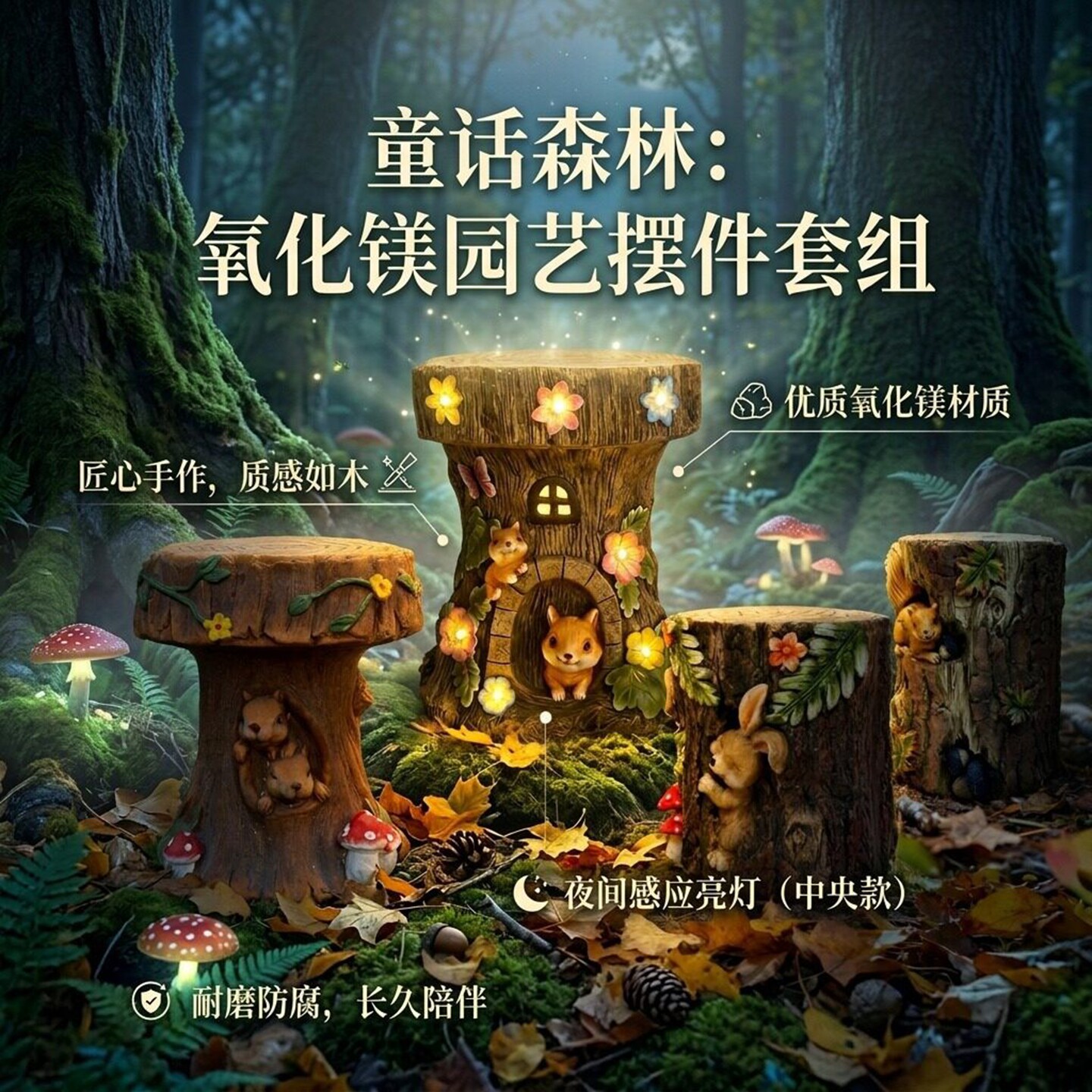 花园庭院童话世界氧化镁多样凳子摆件装饰品户外景观搭配摆件