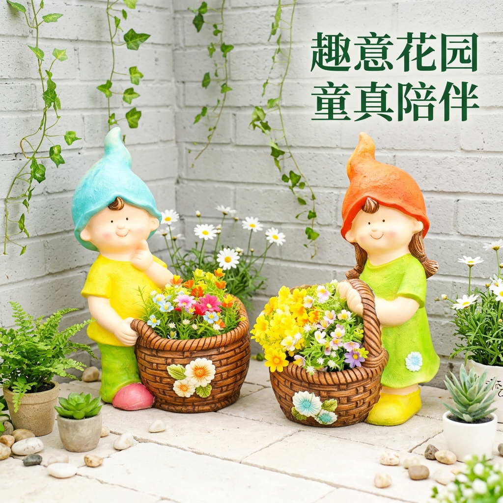 户外庭院幼儿园提篮花盆摆件