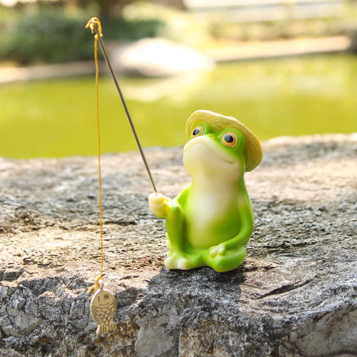 户外庭院花园装饰品鱼缸鱼池假山微景观造景布置仿真青蛙钓鱼摆件,家居饰品,户外/庭院摆件,淘宝优惠券,粉丝福利购,淘宝优惠卷