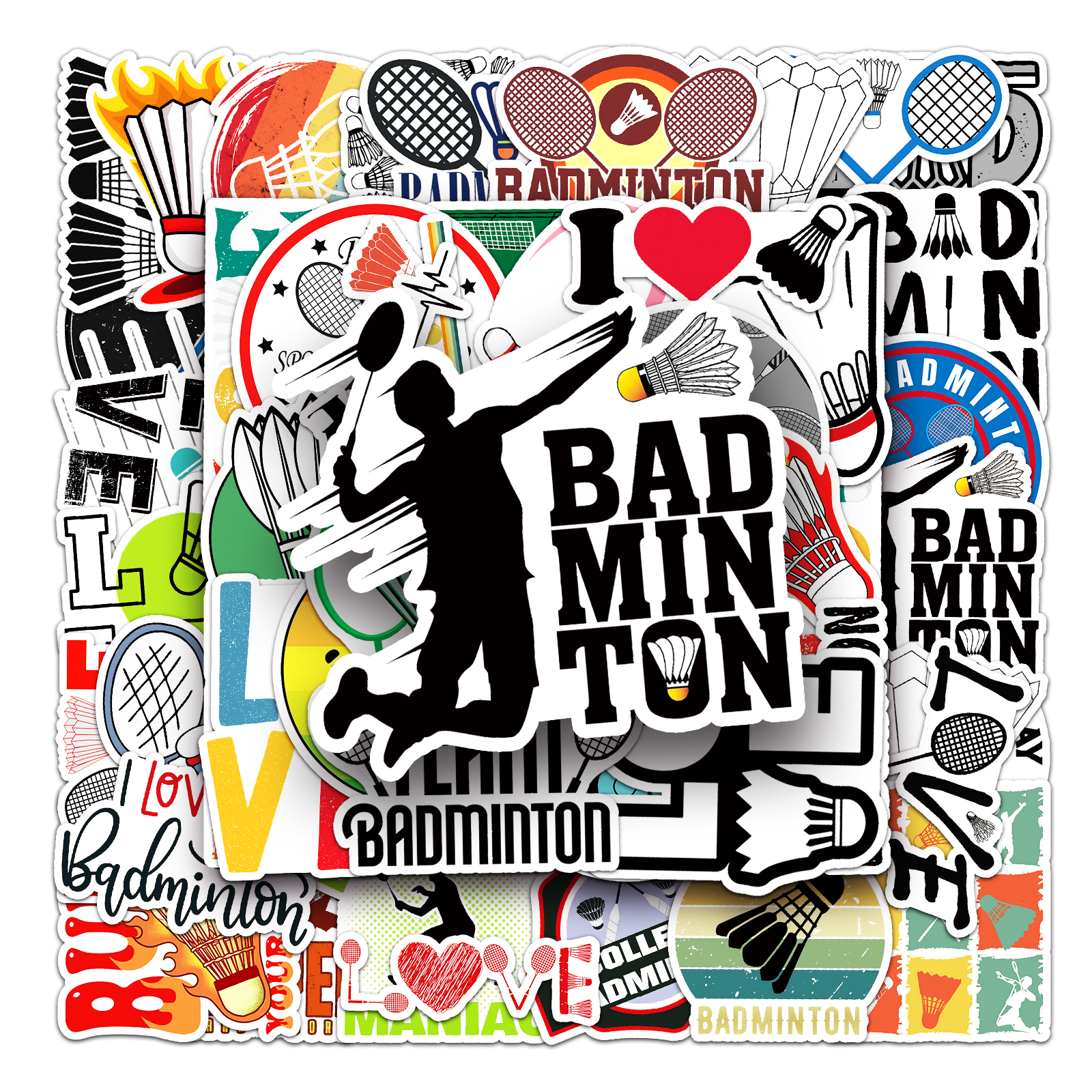 100张羽毛球卡通体育运动DIY贴纸
