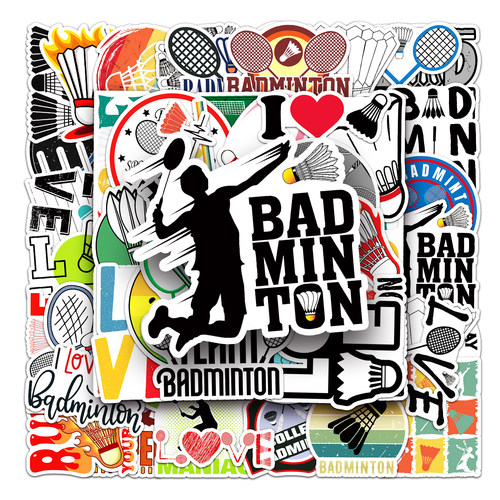 100张羽毛球卡通体育运动DIY贴纸