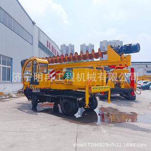 60度轮式旋转地基打桩机 可外接电源螺旋钻孔机伸缩塔架上下旋土