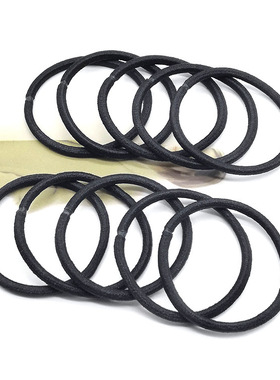 亚马逊4mm头绳黑色无接缝橡皮筋 高弹力发圈成人扎头发绳基础发饰