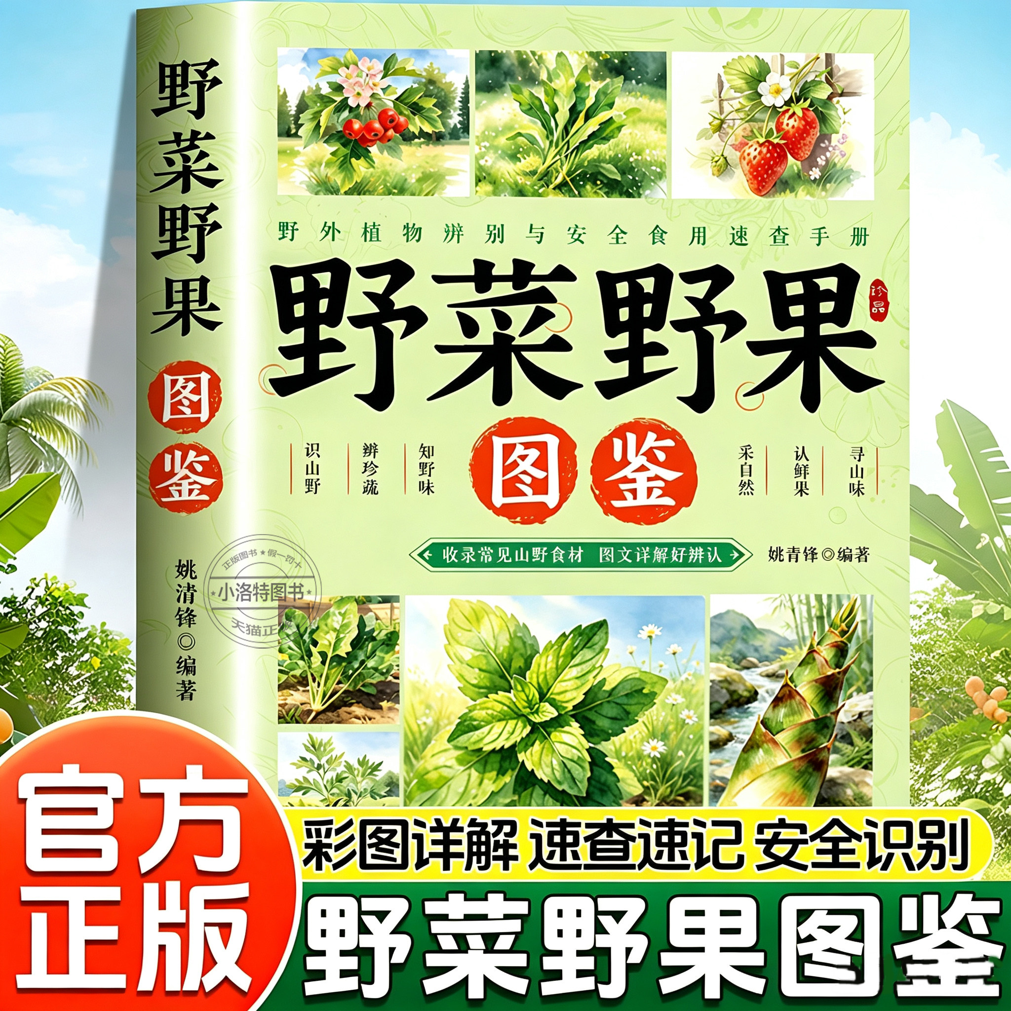 官方正版 野菜野果图鉴 识别与药用全图鉴 野外植物辨别与安全食用速查手册书收录常见山野食材 户外采摘野菜野果的种类和功效书籍