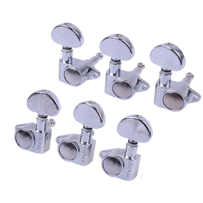 民谣吉他桃圆形弦钮全封闭电吉他琴弦钮扭弦准旋钮上弦器直角银色