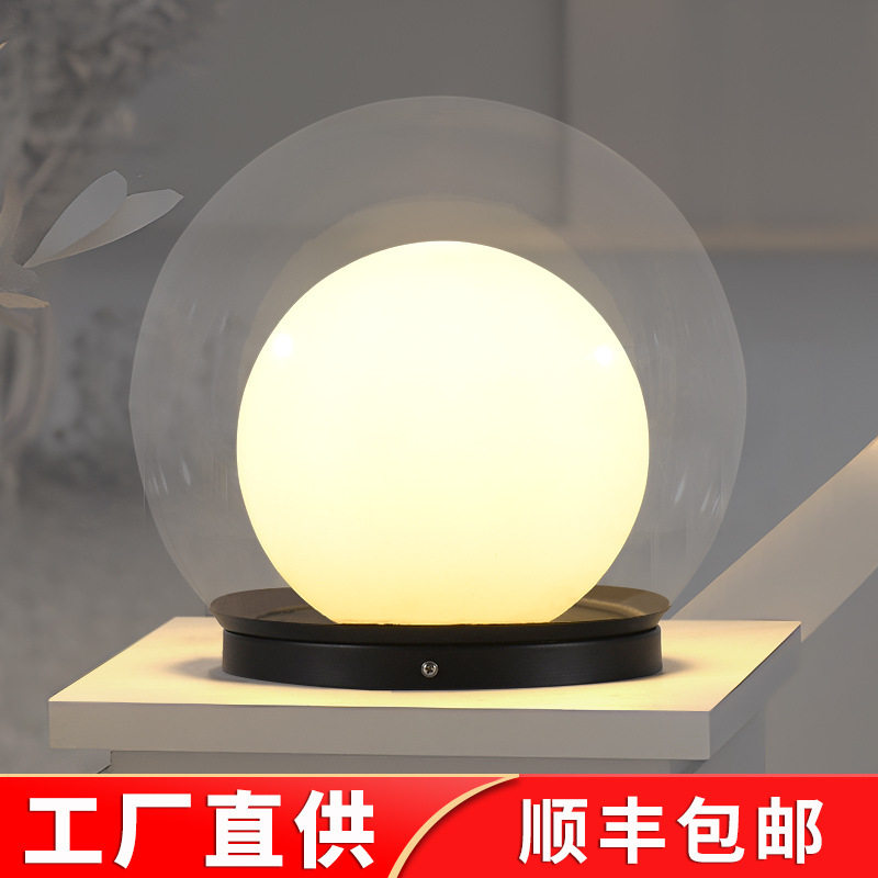 户外防水圆形月球柱头灯室外大门小区围墙灯花园别墅庭院柱子灯