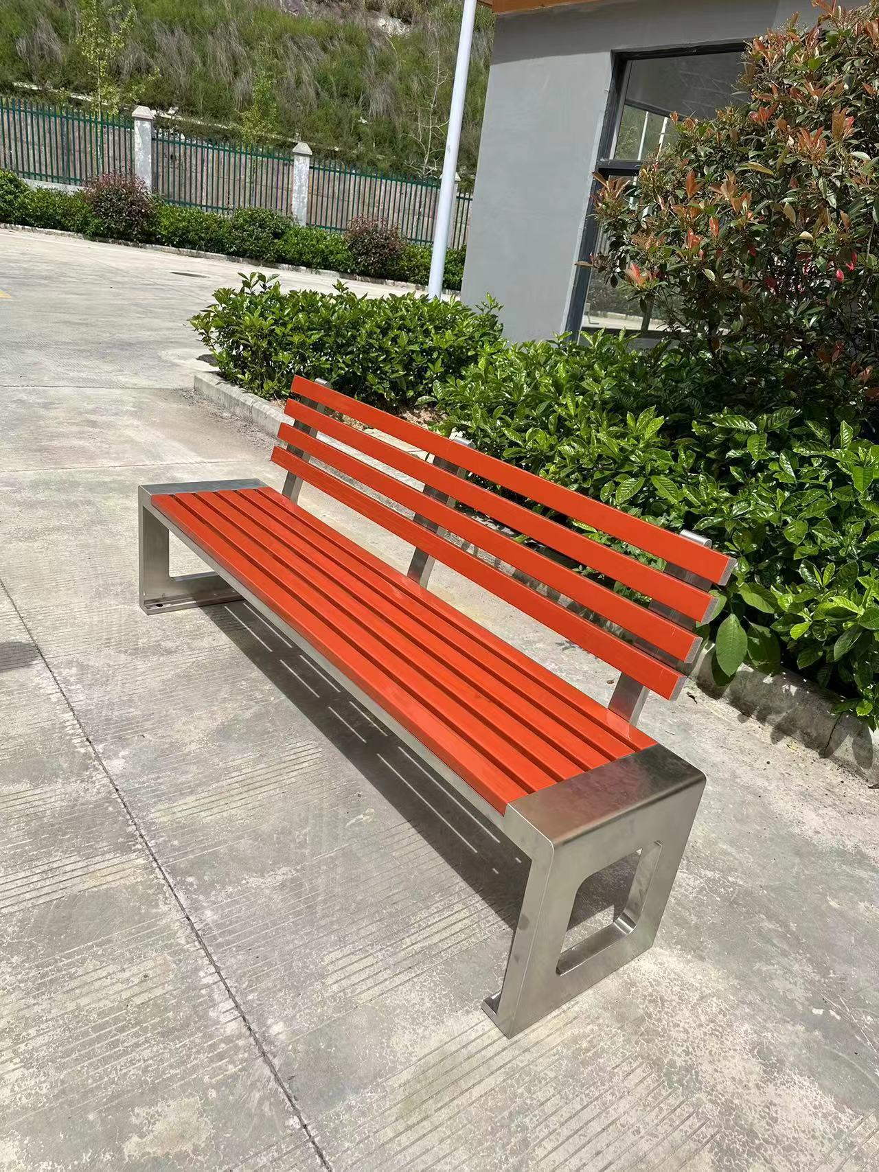 户外休闲公园室外小区景区休息椅不锈钢长条椅长条凳广场椅座椅
