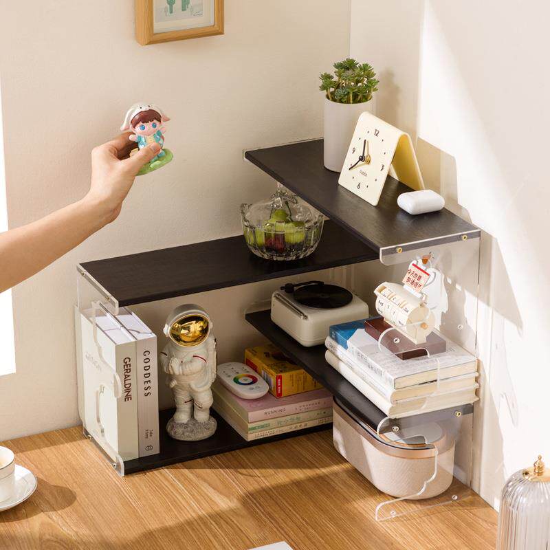 实木书架转角置物架学生书桌收纳架简易办公桌储物架家用桌上书柜