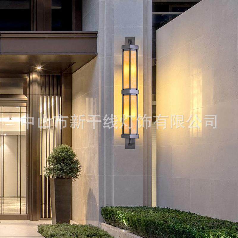 新中式长条极简庭院灯别墅户外酒店创意复古led灯云石田园氛围灯
