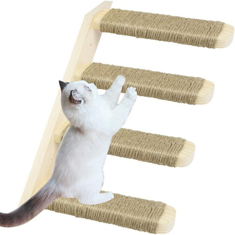 猫爬架新款木制猫爬梯子墙壁挂式多层猫爬架剑麻绳木板楼梯猫咪玩