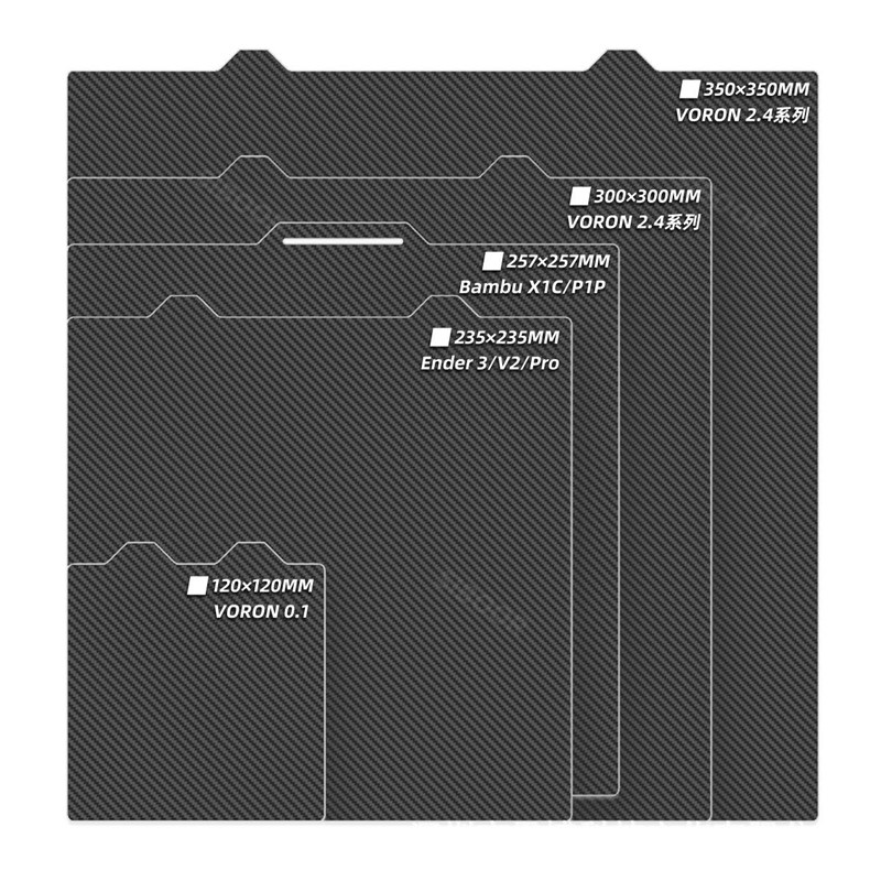 3d打印机面板 Voron 0.1u/2.4 拓竹X1C P1P 碳纤维PEI双面钢板