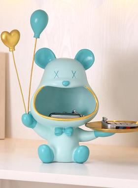 暴力熊托盘钥匙收纳摆件进门玄关客厅电视酒柜家居装饰品乔迁礼物