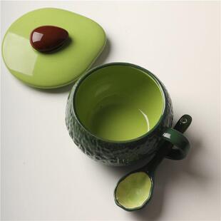 陶瓷杯子带盖子水杯茶杯马克杯早餐杯女生ins风喝水高级感大容量