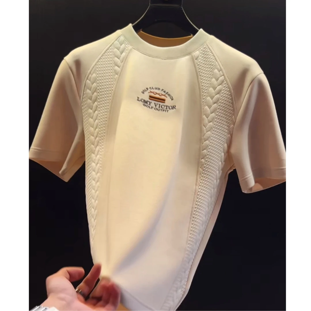 轻奢风老钱风短袖T恤男女同款圆领刺绣百搭上衣青年新款2026潮流