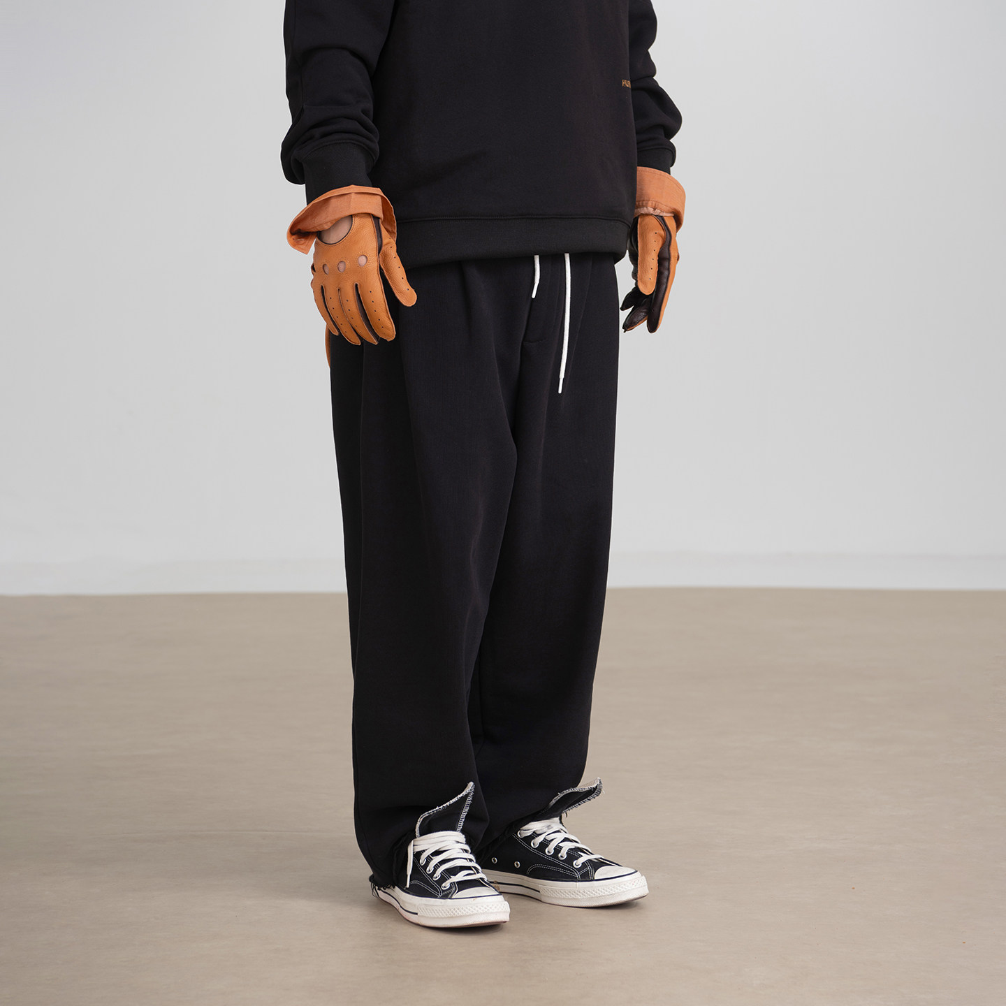 HalfwayHouse2025年秋季厚款日系宽松卷边卫裤休闲直筒抽绳长裤男,男装,卫裤,淘宝优惠券,粉丝福利购,淘宝优惠卷