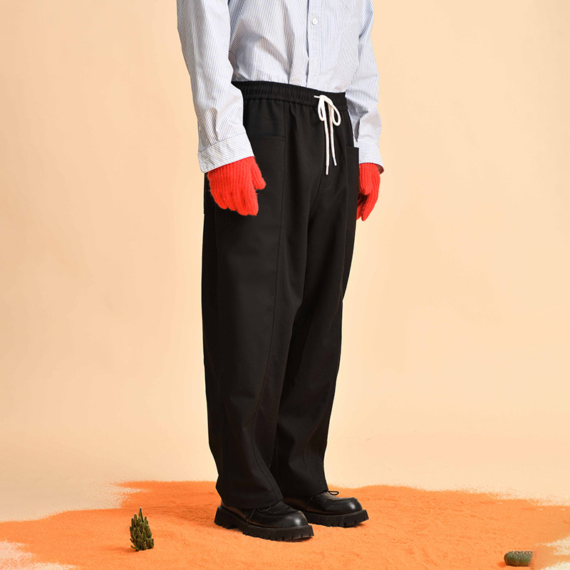 HalfwayHouse2025秋季新款日系松紧腰抽绳大口袋休闲简约直筒裤男,男装,休闲裤,淘宝优惠券,粉丝福利购,淘宝优惠卷