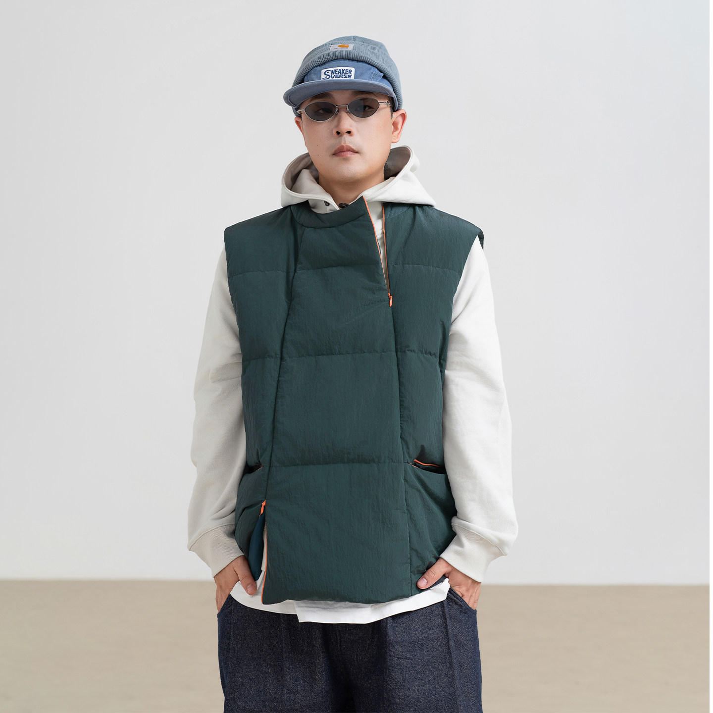 HalfwayHouse2025年冬季新款多拉链套头马甲保暖90白鸭羽绒服外套,男装,羽绒马甲,淘宝优惠券,粉丝福利购,淘宝优惠卷