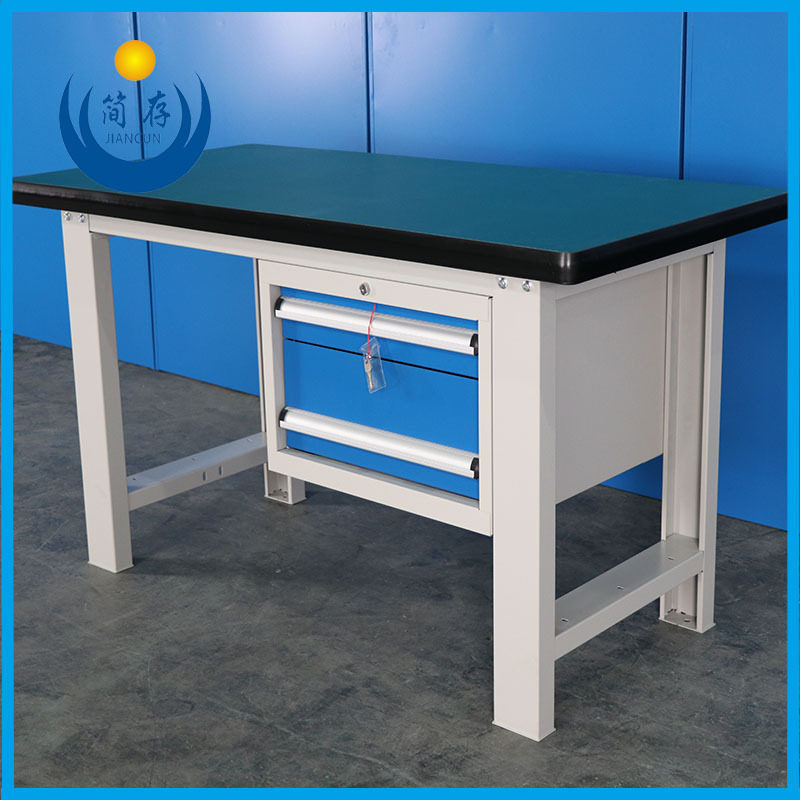 安徽六安金寨芜湖钳工台 二抽吊柜工作台 电子厂打包台重型铁板桌