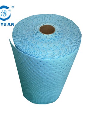 洁源CBR38030X蓝色碱性液体泄漏吸附毯多用途地面30M耐磨吸附棉卷