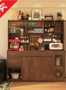 2026全实木餐边柜折叠餐桌一体可伸缩折叠移动小户型家用桌子多功