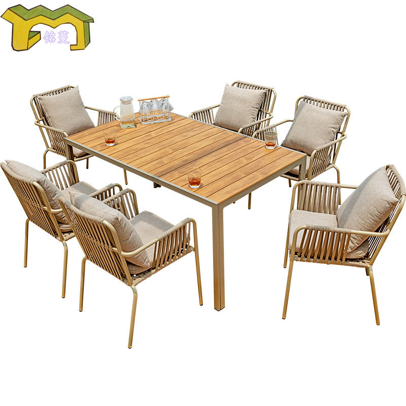 庭院户外桌椅防腐木花园露台室外露天咖啡厅外摆休闲塑木三五件套