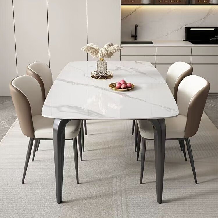岩板餐桌轻奢现代简约家用小户型长方形饭桌意式极简餐桌餐椅家具