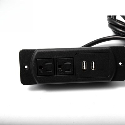 美规TR防篡改两位插座 圆角w两位插+USB 家具机柜金属柜床头柜插