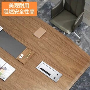 电视柜液压穿线盒方型线孔盖板装饰盖桌面走线槽办公桌.毛刷过线