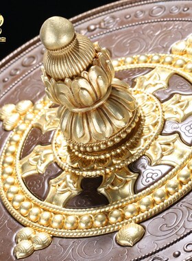 亚青铜转金简手摇底座r藏式檀木摆件超大号手持转金桶学院金转筒