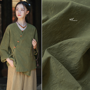 暗花伤痕提花棉麻坯布—春秋季廓形复古风衣外套裙肌理设计师面料