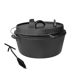 Dutch Oven xCamping 25cm ncoated Iron Pot Dut Cast