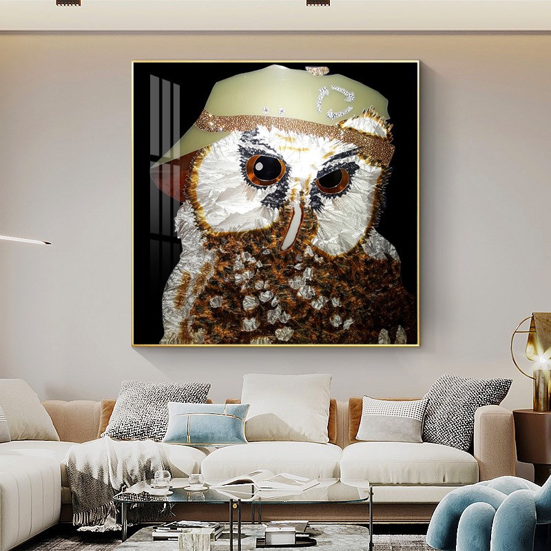 现代轻奢装饰h画纯手工珐琅彩镶钻实物画卧室客厅沙发背景墙装置