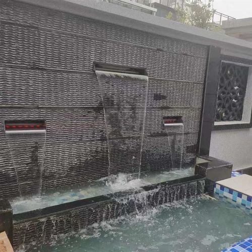 不锈钢瀑布d出水口水槽庭院水景墙园林假山流水瀑布水帘叠水板