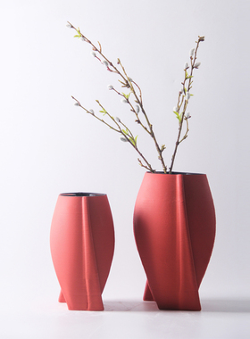 现代简约3D立体感陶瓷花瓶摆件家居样板房间客厅酒店X桌面花器装