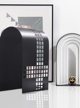 现代简约几何金属创o意拱门摆件客厅书房样板间网格摆设软装饰品