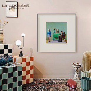 马蒂斯黑白棋盘格装 饰画艺术潮流霍克尼客厅M梵高壁画餐厅墙面挂