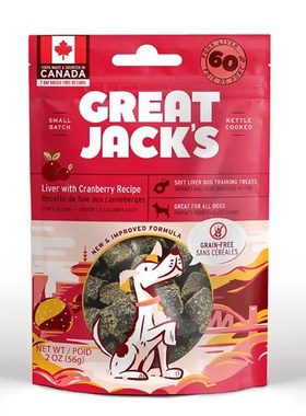 港购加拿大 fGREAT JACKS 狗用無穀物海帶拌豬肝肉粒訓練小食多