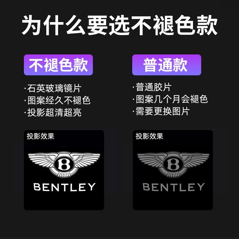 05-19/20-25款宾利迎宾灯添越飞驰欧陆/慕尚PGT改装车门投影照地