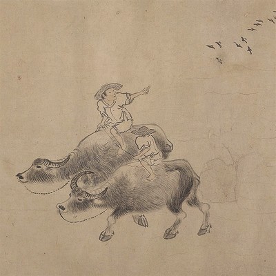 明张宏函关紫气图卷百牛图卷花鸟画复制K品名人字画手卷书画长卷