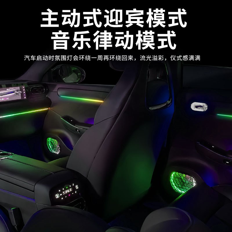 零跑氛围灯汽车C01C11C16C10动态炫彩流L光灯车机联车内气氛灯改