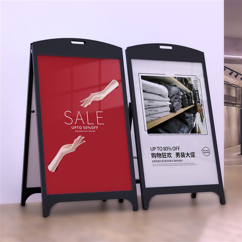 户外防风海报架铁质双面水牌门口落地式ktL板可R更换展示牌防风展