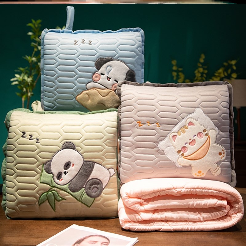 抱被枕两用2023m新款车载抱枕盖C毯办公室午睡小T被子可收纳网红