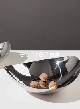 简约轻奢不锈钢创意水果盘家居A客厅摆盘样板房间软装饰托盘摆件