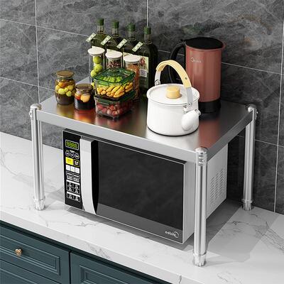 厨房不锈钢置物架台面o一层微波炉烤箱升高单层多功能家用调料架