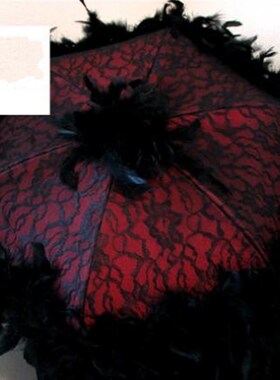 Overlay美国 手作维多利亚迷人深红色蕾丝覆盖婚.礼伞工艺伞