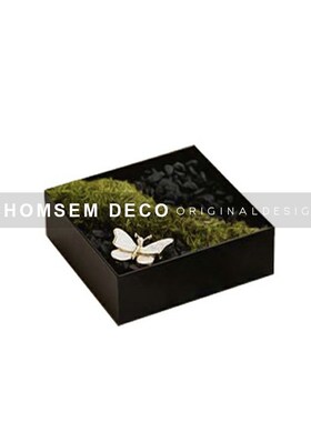 售楼处样板间客厅书房博古架古典书本方J形小苔藓摆件组合软装饰