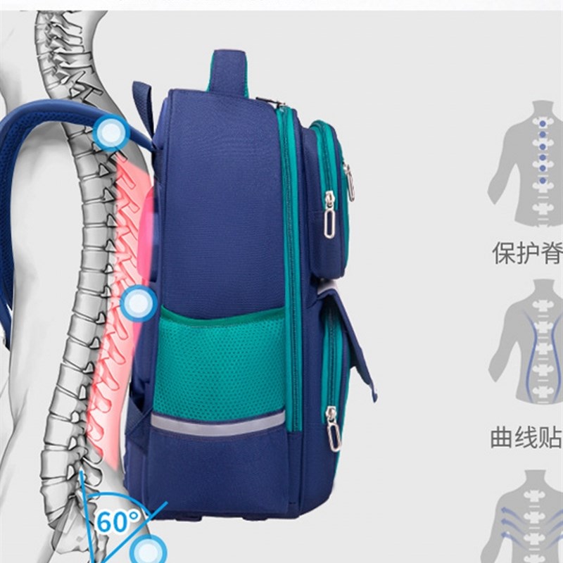 1-6年级简约儿童书r包牛津布减负护脊双肩包个性涤纶男女邵东